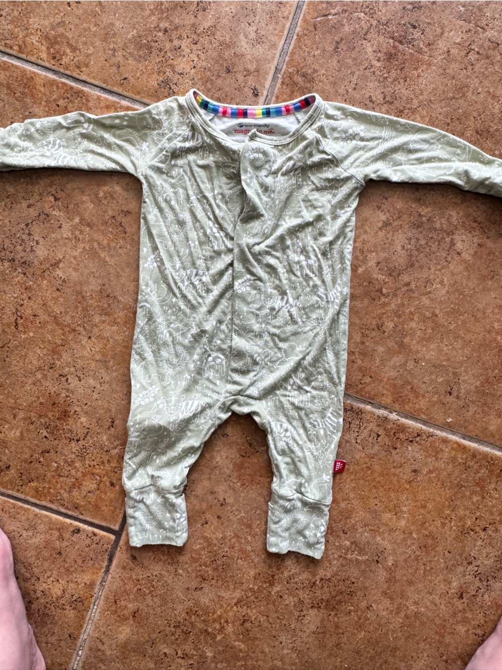 Magnetic Me Green Animal Print Convertible Onesie